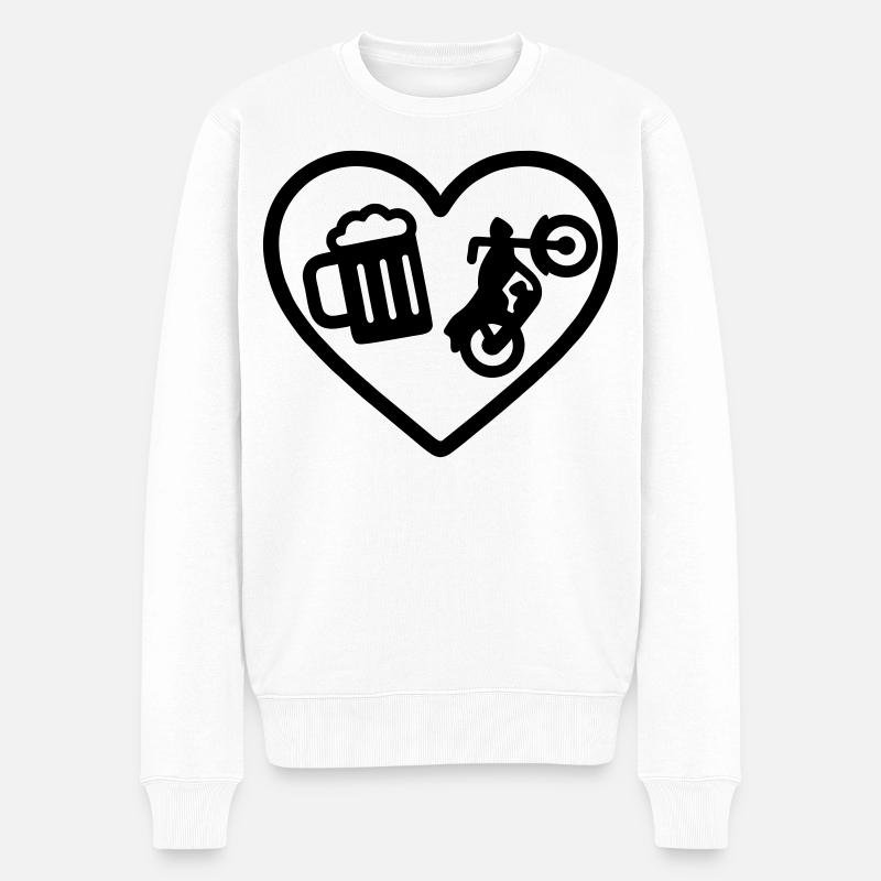 Cuore Moto Birra - Männer Premium Bio Pullover - Weiß