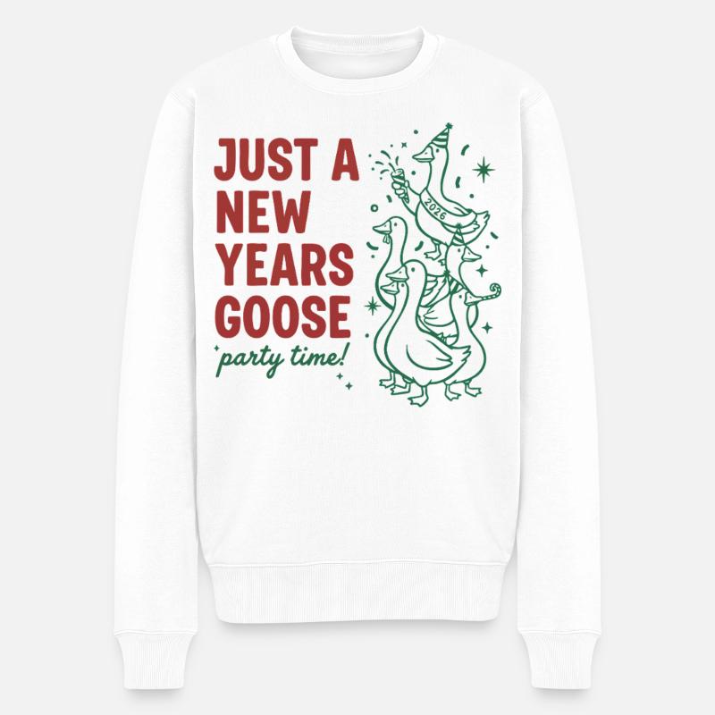 Nur eine Silvester-Gänseparty 2026 - Männer Premium Bio Pullover - Weiß