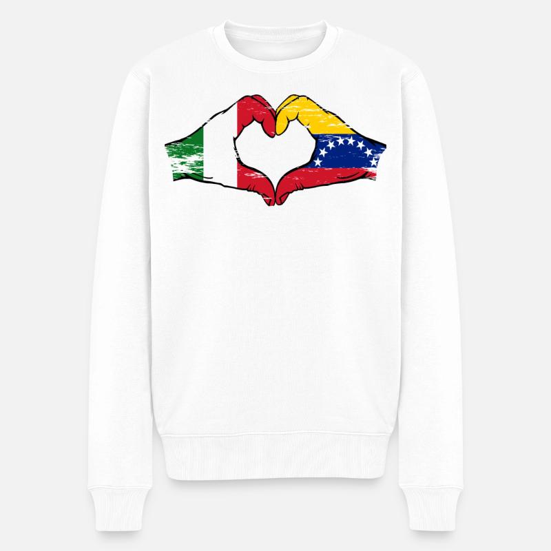 Italie Drapeau du Venezuela cœur utilisé - Pull Premium bio Homme - blanc
