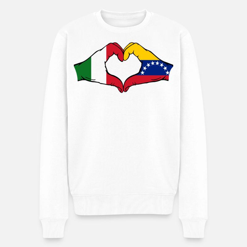 Italien Venezuela Flagge Herz - Männer Premium Bio Pullover - Weiß