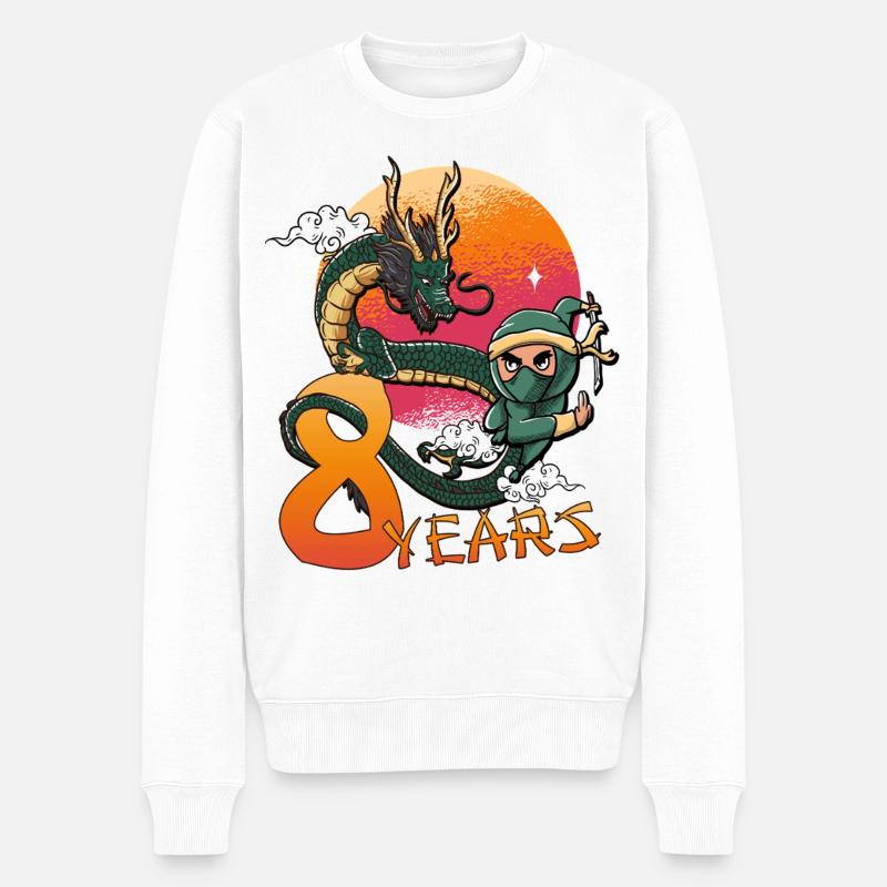 Anniversaire de Dragon Ninja 8 ans - Pull Premium bio Homme - blanc