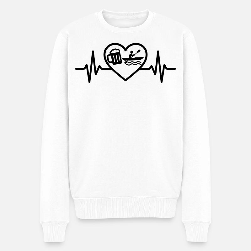Herz Kajak Bier - Männer Premium Bio Pullover - Weiß