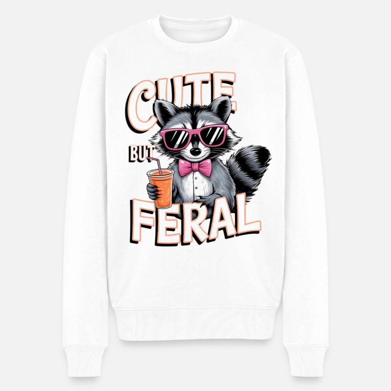 Raton laveur mignon mais sauvage - Pull Premium bio Homme - blanc