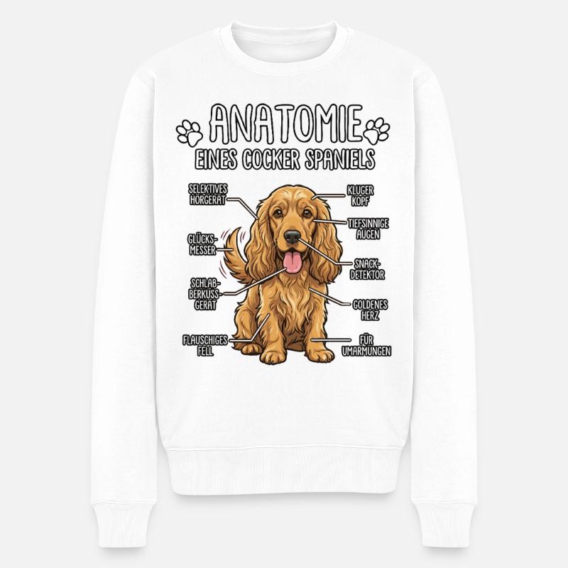 Cocker Spaniel: Die wahre Anatomie - Männer Premium Bio Pullover - Weiß