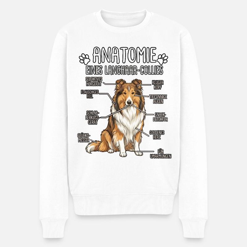 Langhaar-Collie: Die wahre Anatomie - Männer Premium Bio Pullover - Weiß