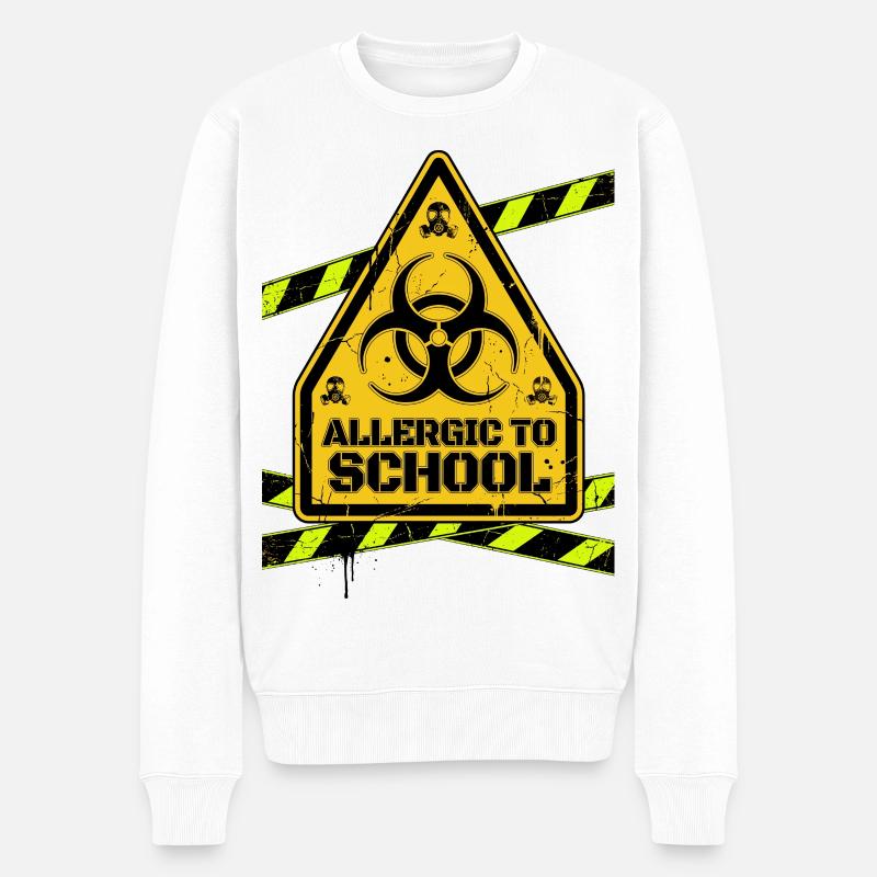 Allergic To School Warnschild - Männer Premium Bio Pullover - Weiß