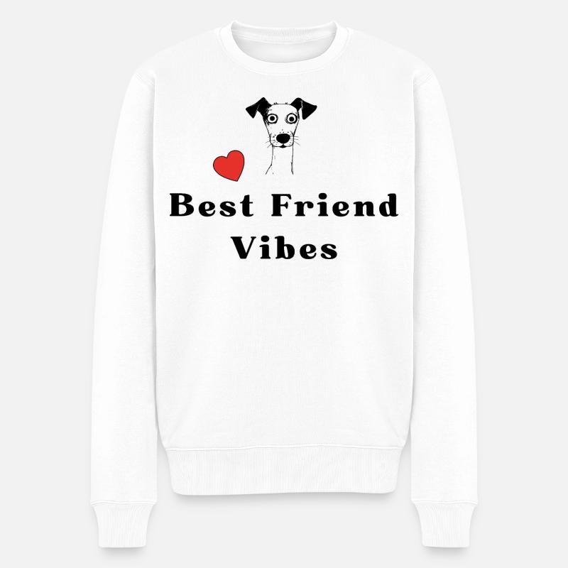 Best friend vibes - Männer Premium Bio Pullover - Weiß