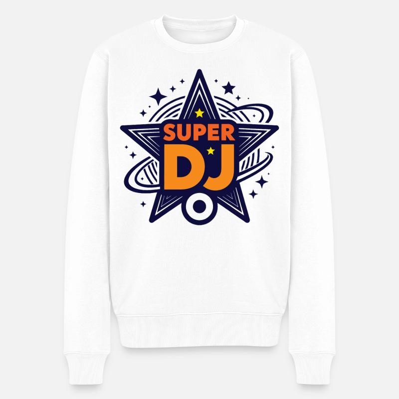 SUPER DJ – lass uns reden - Männer Premium Bio Pullover - Weiß