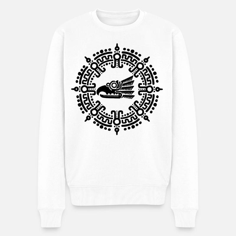 Schwarzes aztekisches Symbol - Männer Premium Bio Pullover - Weiß