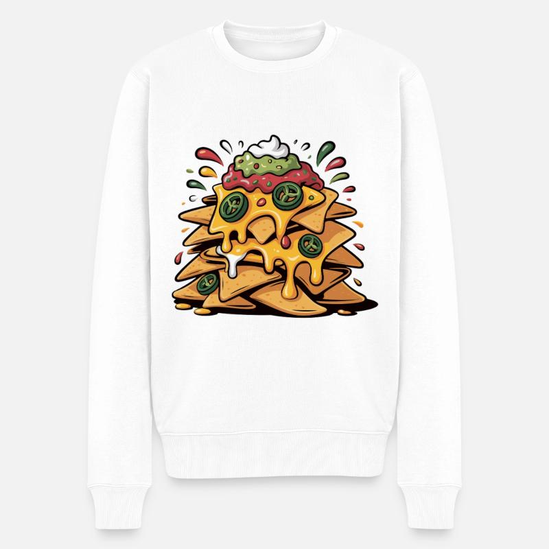 Käse-Nacho Turm Explosion - Männer Premium Bio Pullover - Weiß