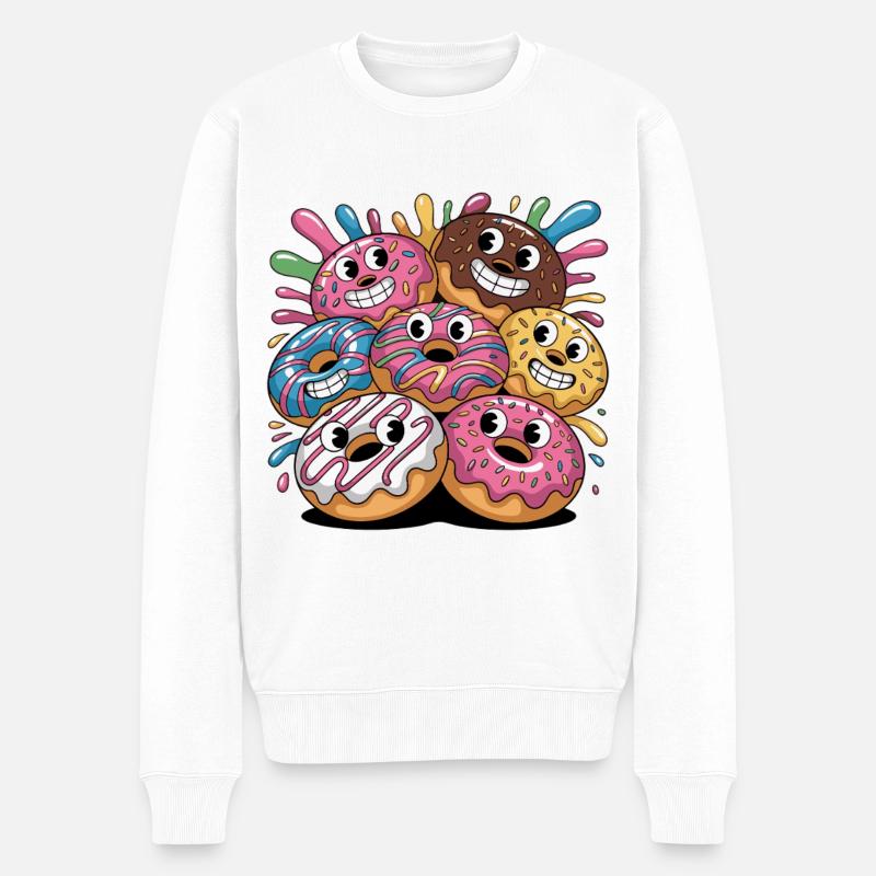 Troupe hétéroclite de donuts - Pull Premium bio Homme - blanc