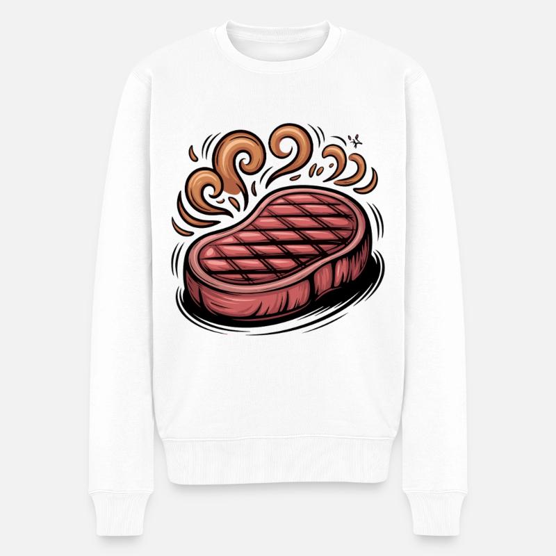 Illustration de steak grillé - Pull Premium bio Homme - blanc