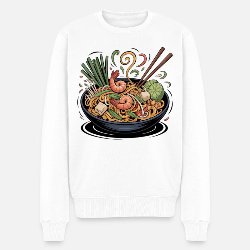 Frühlingsramen mit Shrimp und Limette - Männer Premium Bio Pullover - Weiß