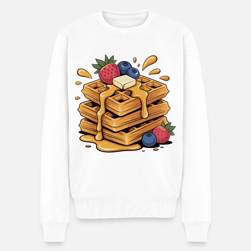 Fruchtige Waffelkunst - Männer Premium Bio Pullover - Weiß