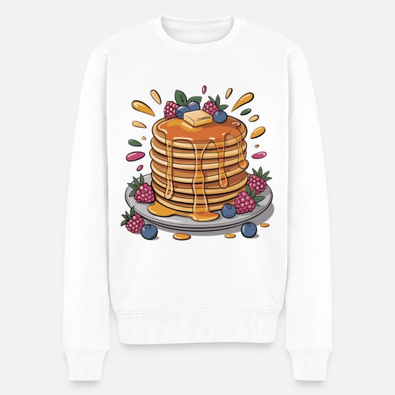 Syrup-Pfannkuchen mit Beeren - Männer Premium Bio Pullover - Weiß