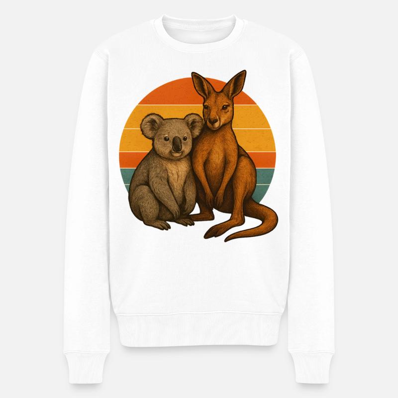 Koala und Känguru - Männer Premium Bio Pullover - Weiß
