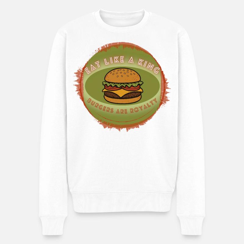 Eat Like a King Burger Royalty T-Shirt - Männer Premium Bio Pullover - Weiß