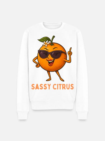 Sassy Citrus with sunglasses - Men's Premium Organic Jumper - white