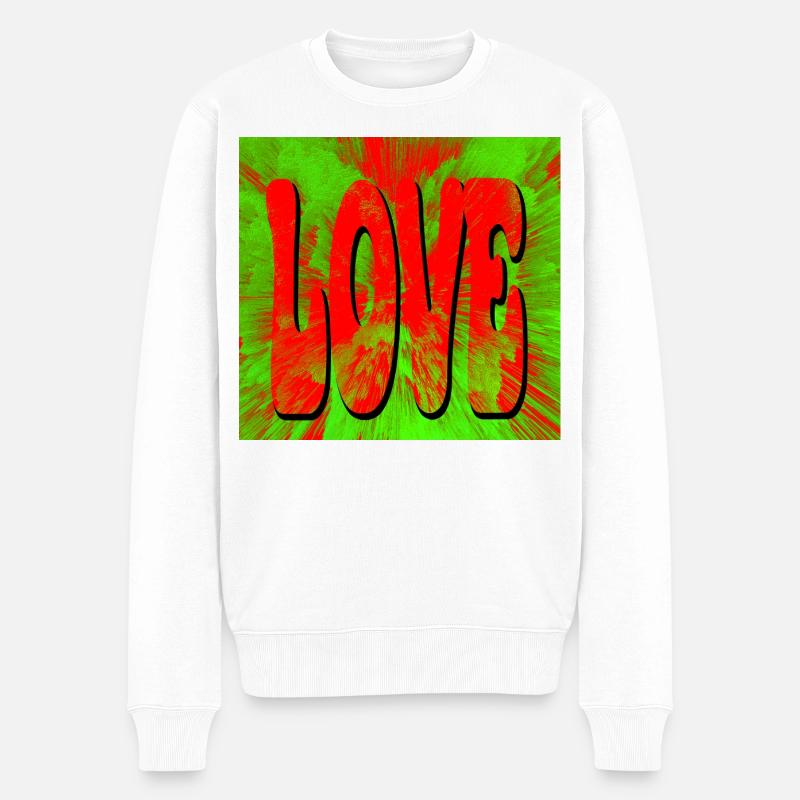 L’amour dans le style rétro tie-dye - Pull Premium bio Homme - blanc