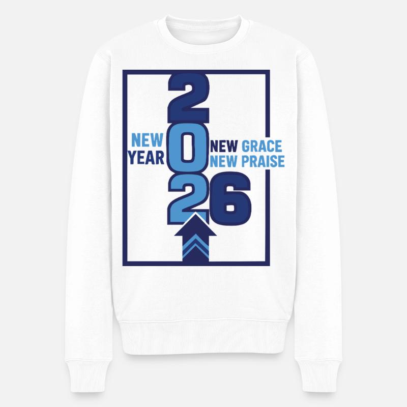 Neujahr 2026 Neue Anmut Neues Lob - Männer Premium Bio Pullover - Weiß