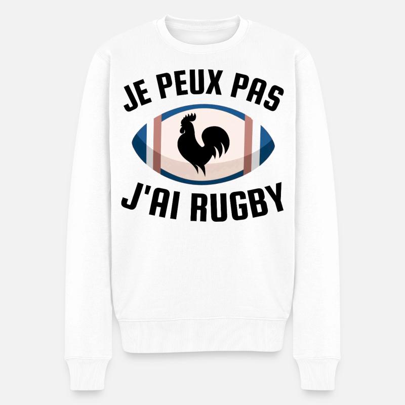 Ich kann nicht, ich habe Rugby. - Männer Premium Bio Pullover - Weiß