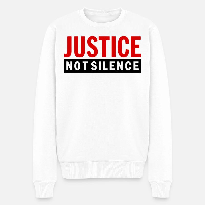 Justice Not Silence Déclaration de Gerechtigkeit - Pull Premium bio Homme - blanc