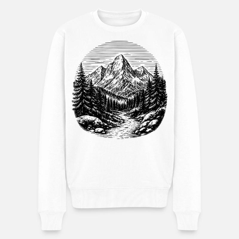 Chemin à travers la forêt - Pull Premium bio Homme - blanc