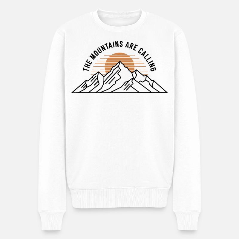 Berge - Spruch - Männer Premium Bio Pullover - Weiß