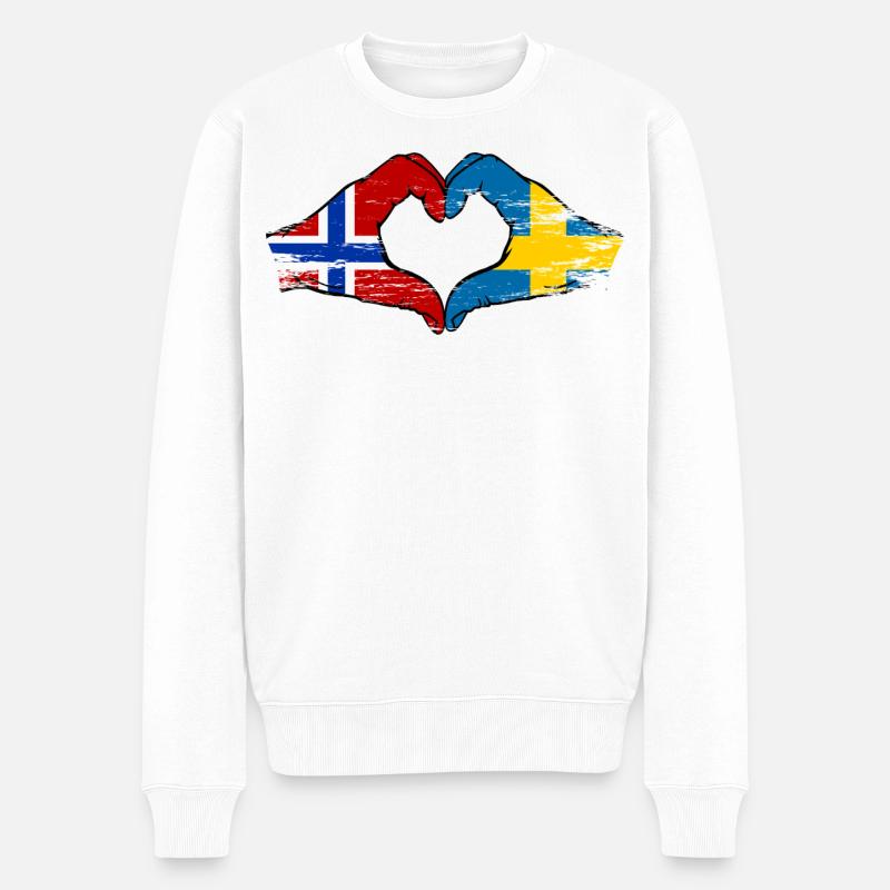 Mains du drapeau Norvégien Suède - Pull Premium bio Homme - blanc