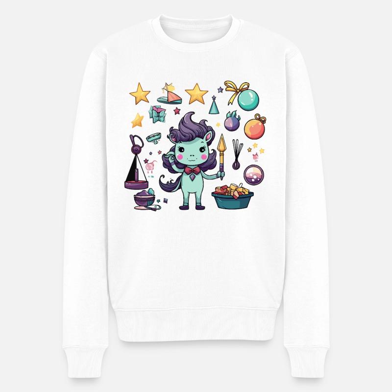 Mondzauberer Pony Zauberwerkstatt - Männer Premium Bio Pullover - Weiß