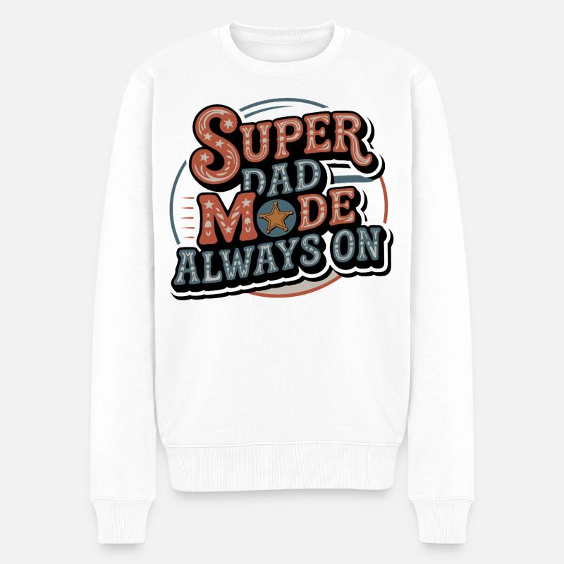 Super Dad Modus Immer Aktiv - Männer Premium Bio Pullover - Weiß