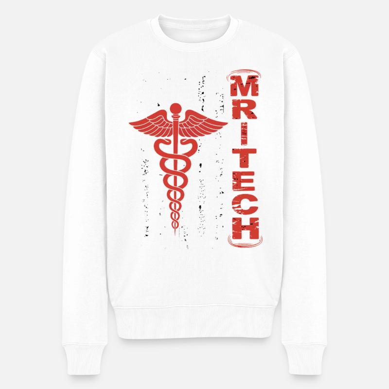 Drapeau Caducée rouge de MedTech - Pull Premium bio Homme - blanc