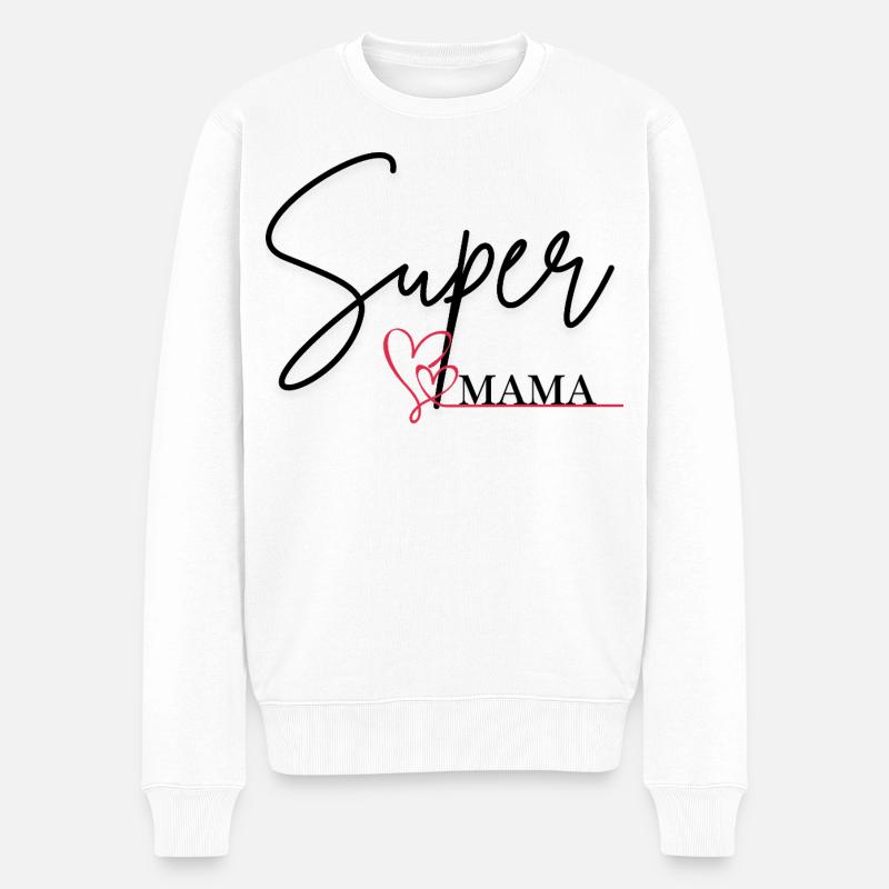 Super-Mama - Männer Premium Bio Pullover - Weiß