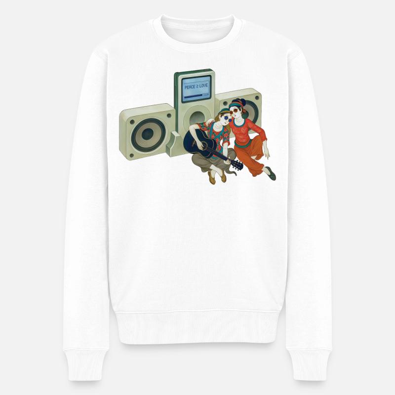 FRIEDENSLIEBENDE – nette Leute - Männer Premium Bio Pullover - Weiß