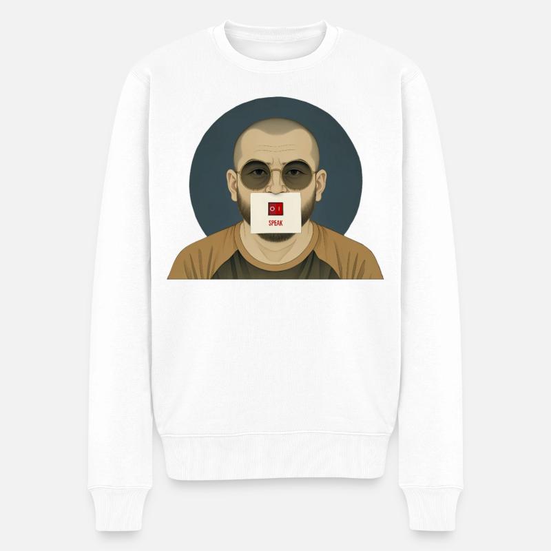 SPRICH MANN – nette Leute - Männer Premium Bio Pullover - Weiß