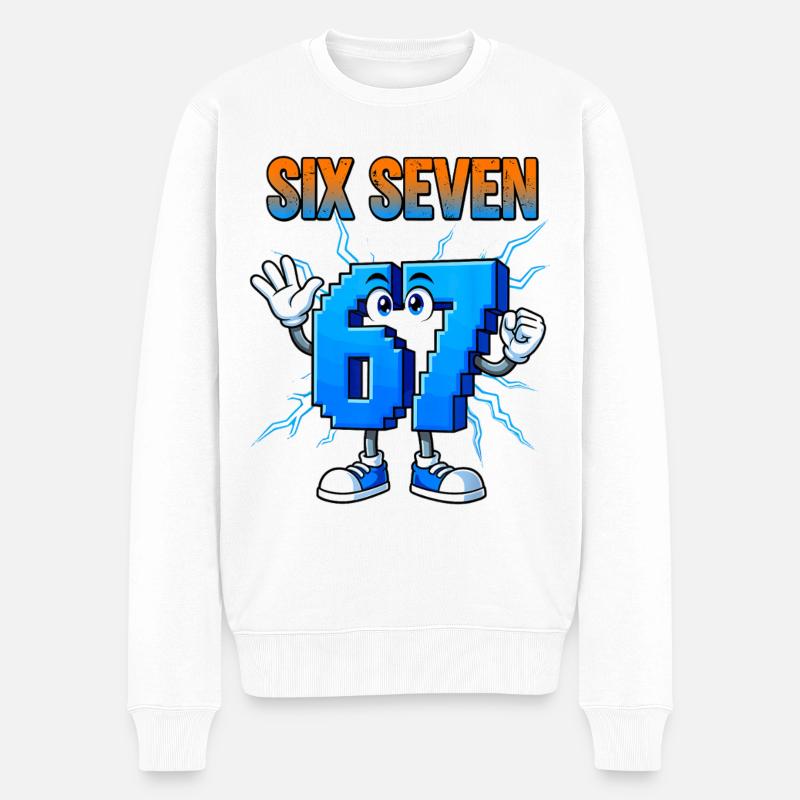67 Gen Alpha Six Sieben Italienisch 6 7 Brainrot - Männer Premium Bio Pullover - Weiß