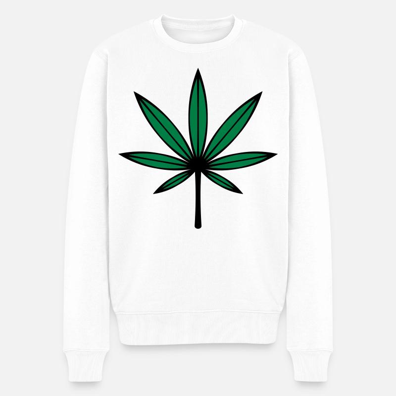 Cannabis / Marijuana / Feuille de chanvre (2C) - Pull Premium bio Homme - blanc
