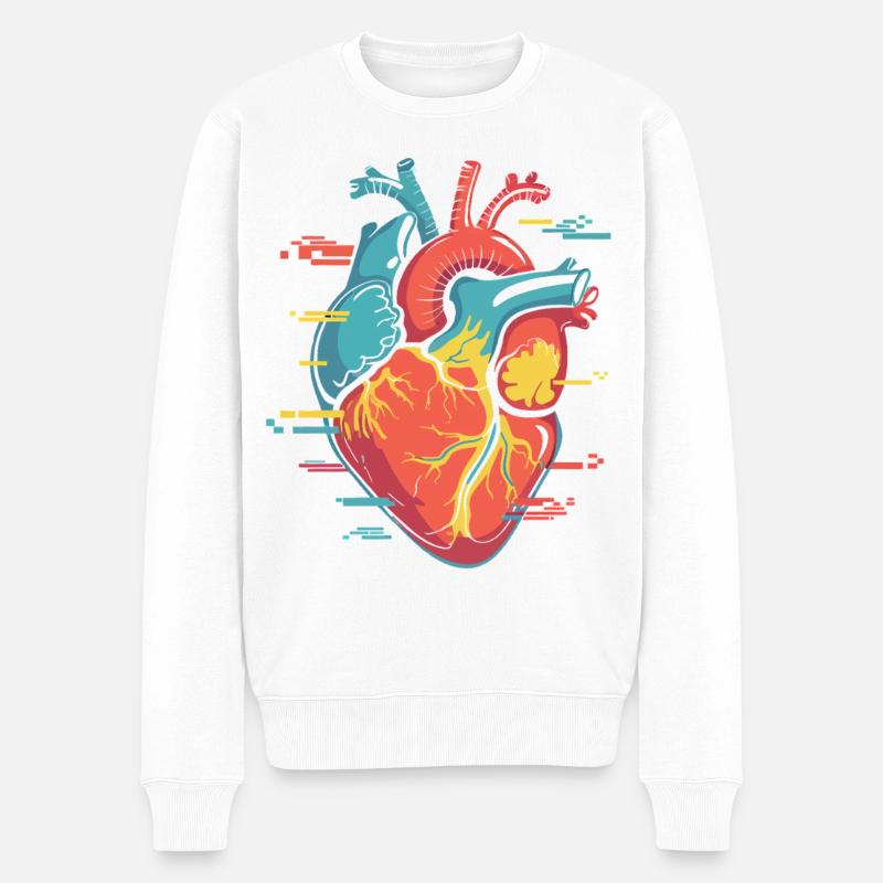 Farbherz im Wirbel - Männer Premium Bio Pullover - Weiß
