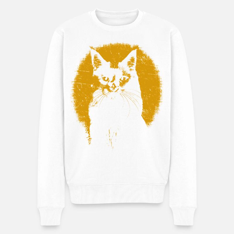 Chat silhouette  - Pull Premium bio Homme - blanc