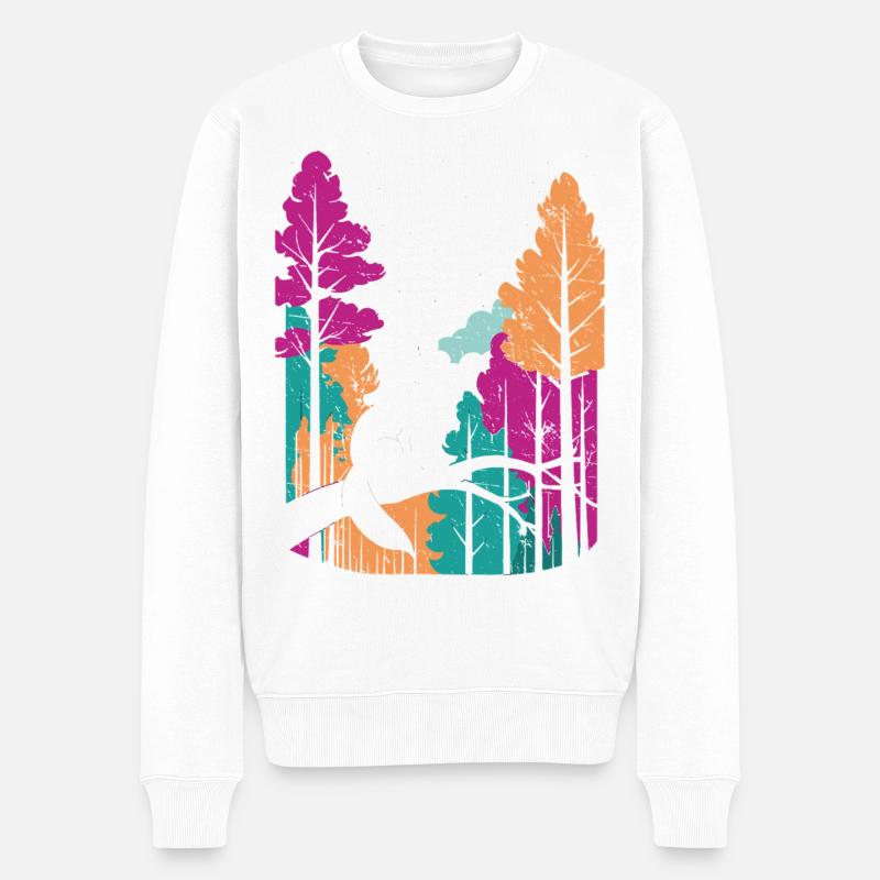 Mondwolf im farbenfrohen Waldfuchs - Männer Premium Bio Pullover - Weiß