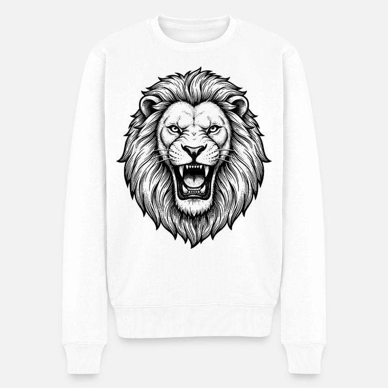 Löwe - Männer Premium Bio Pullover - Weiß