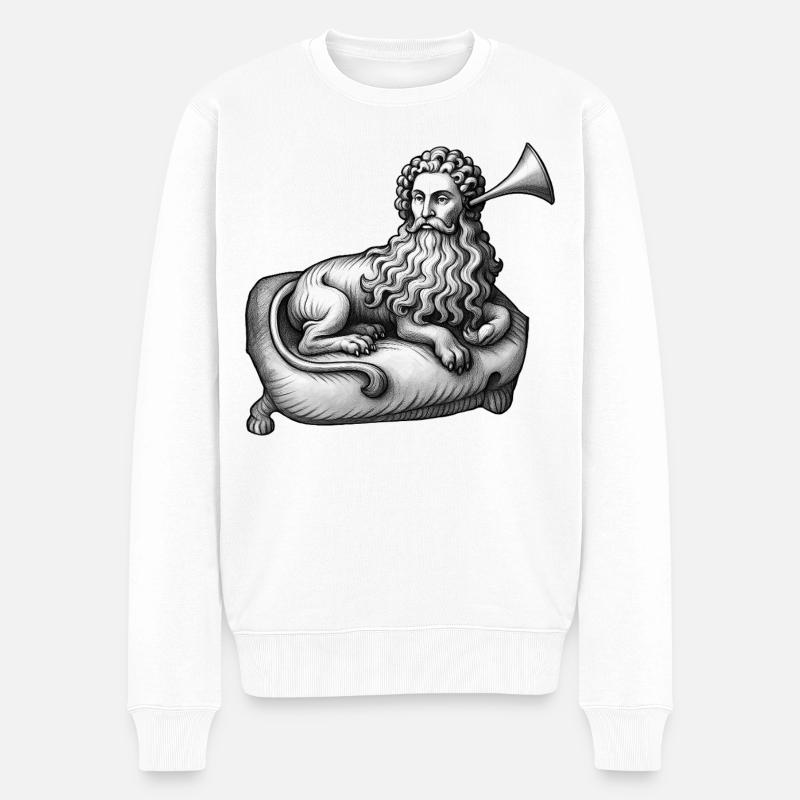DEAF LION MAN - black & white - Pull Premium bio Homme - blanc