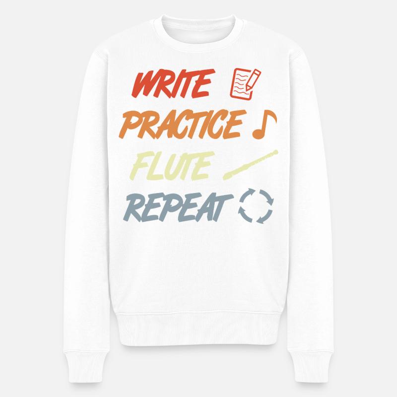 Répétition de flûte d’entraînement d’écriture - Pull Premium bio Homme - blanc