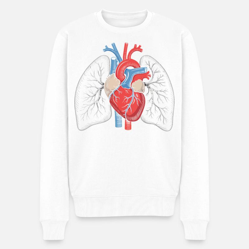 Herz-Lungen Anatomie Kunstdruck - Männer Premium Bio Pullover - Weiß