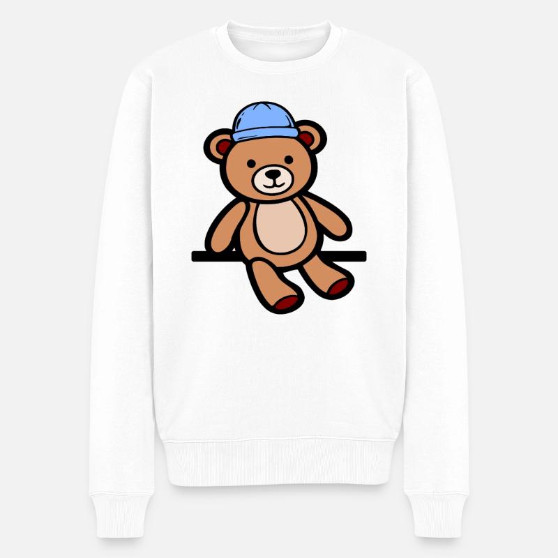 Puppe Teddybär Bären - Männer Premium Bio Pullover - Weiß