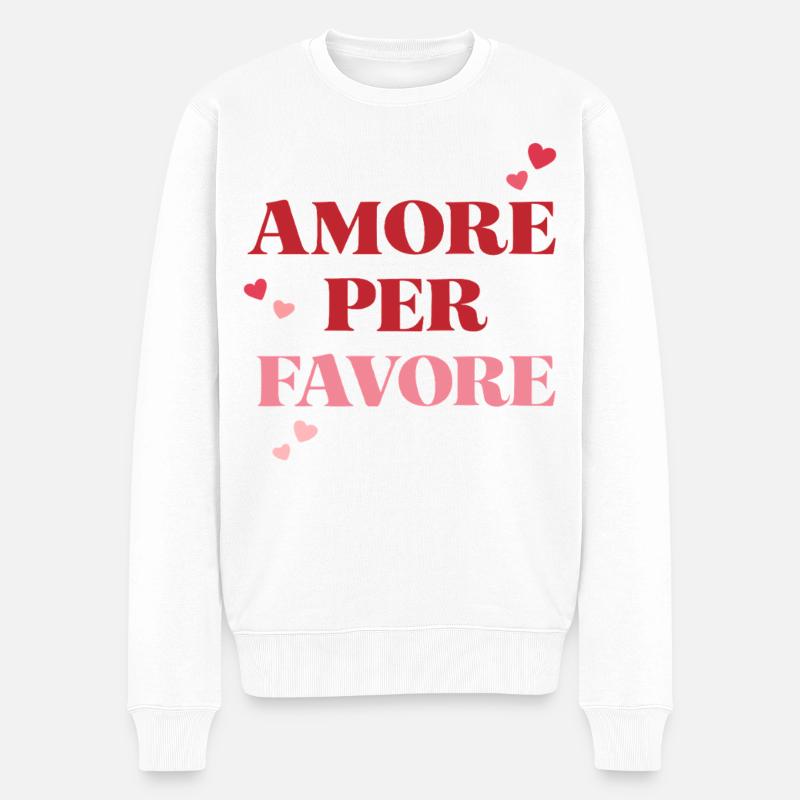 Amore per favore - Männer Premium Bio Pullover - Weiß