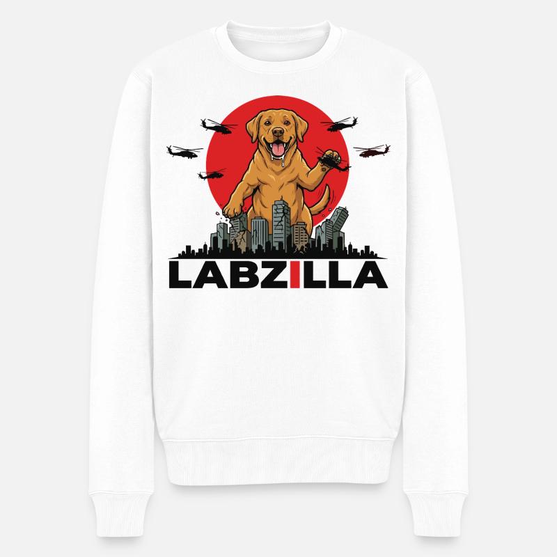 Labzilla – Der ultimative Riesen-Hund - Männer Premium Bio Pullover - Weiß