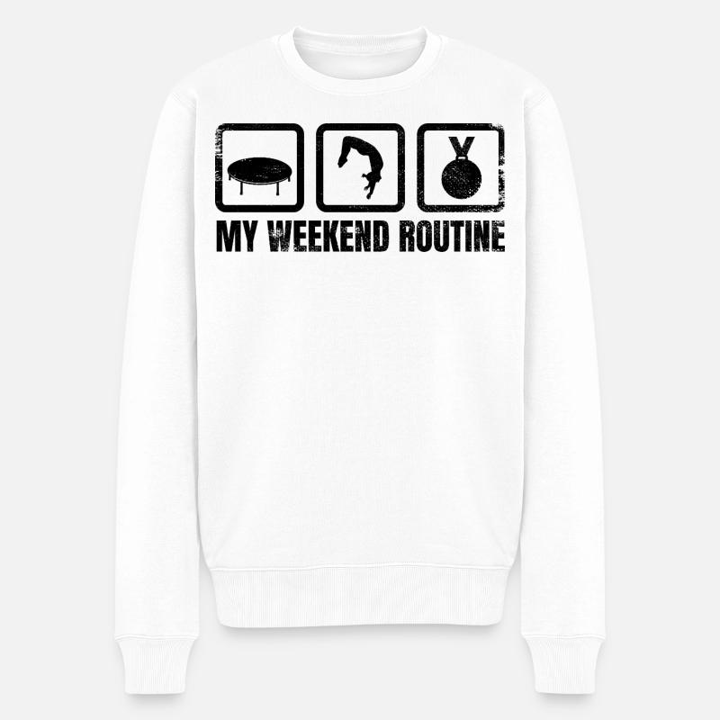 Lustiges Trampolin Wochenende - Männer Premium Bio Pullover - Weiß