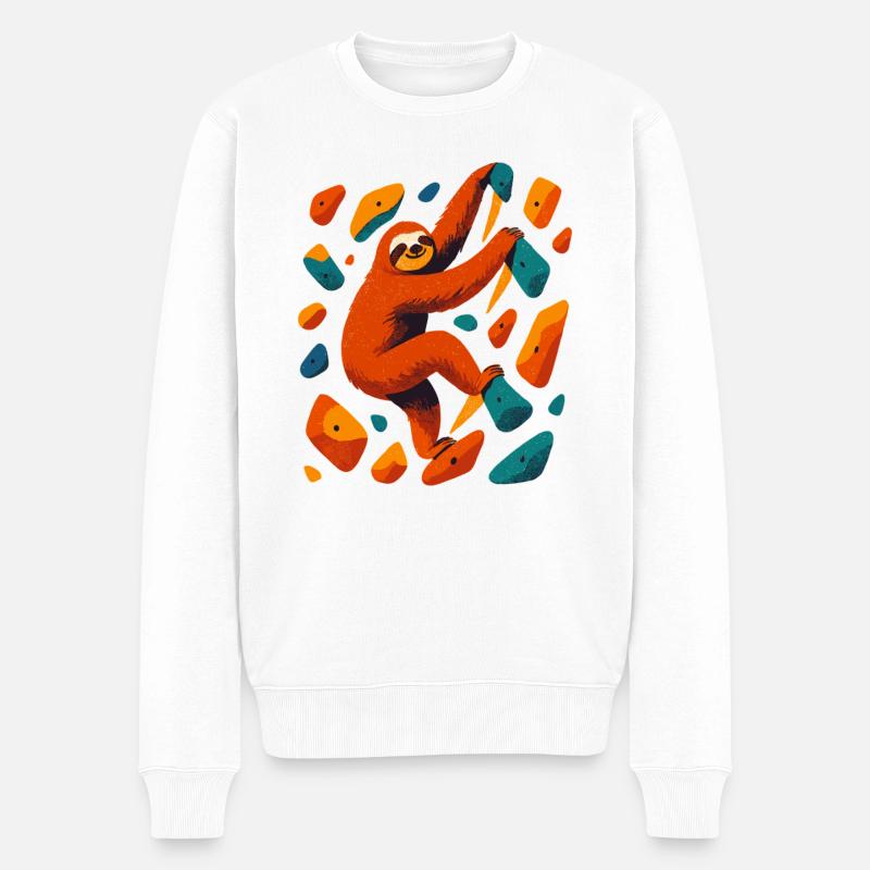 Bouldern Faultier Klettern Halle Geschenk - Männer Premium Bio Pullover - Weiß