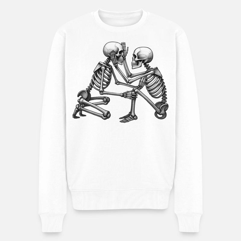 SKELETTE IN LIEBE #4 – Schwarz-Weiß - Männer Premium Bio Pullover - Weiß